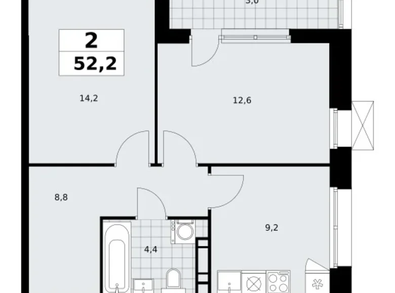 Wohnung 2 Zimmer 52 m² poselenie Sosenskoe, Russland