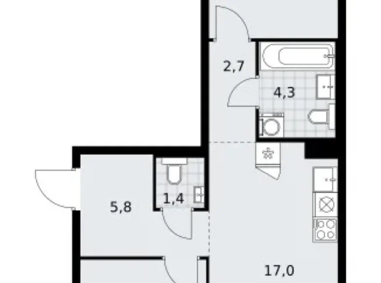Appartement 2 chambres 58 m² Troïtsk, Russie