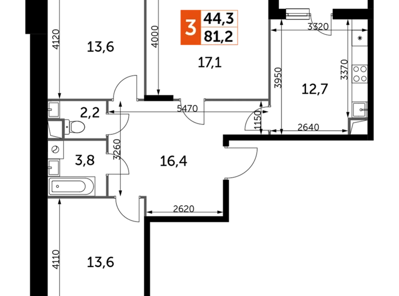 Квартира 3 комнаты 81 м² Развилка, Россия