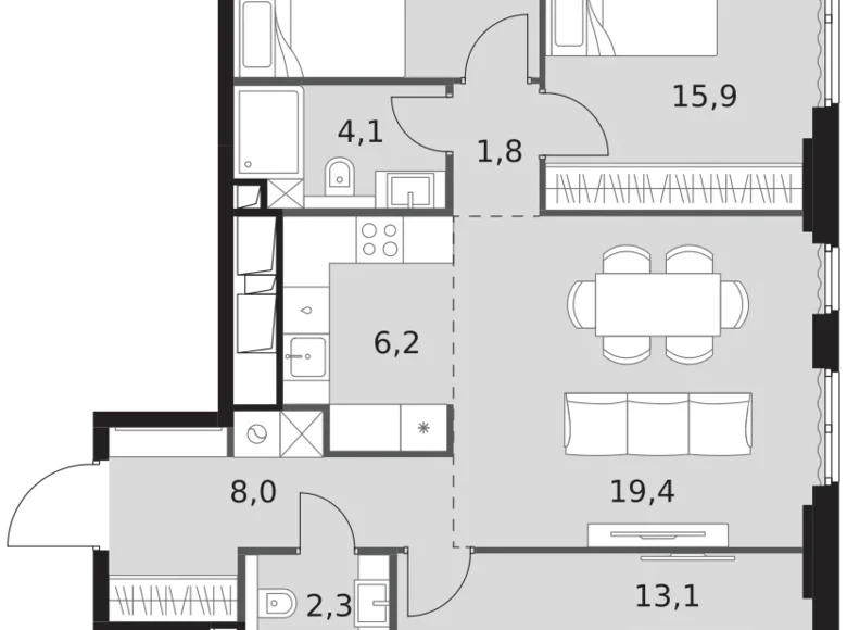 Wohnung 4 zimmer 91 m² Nordwestlicher Verwaltungsbezirk, Russland