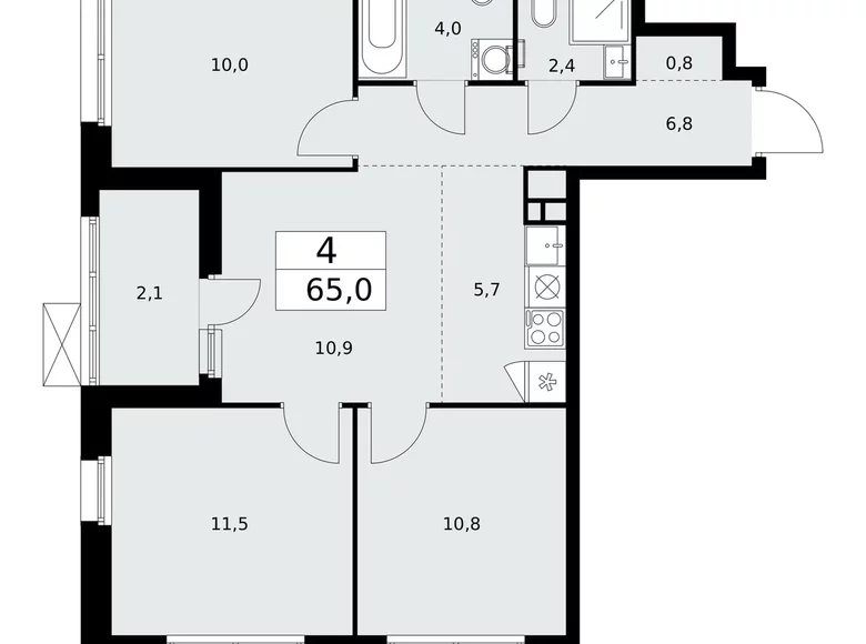 4 room apartment 65 m² Moscow, Russia