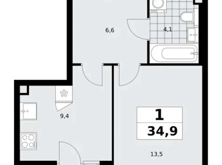 Mieszkanie 1 pokój 35 m² poselenie Sosenskoe, Rosja