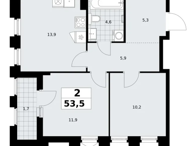 Apartamento 2 habitaciones 54 m² Troitsk, Rusia