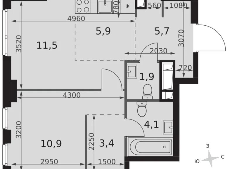 Apartamento 2 habitaciones 43 m² North-Western Administrative Okrug, Rusia