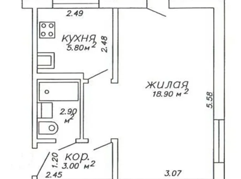 Квартира 1 комната 32 м² Минск, Беларусь