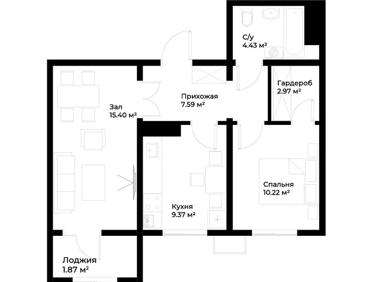 Квартира 2 комнаты 52 м² Шайхантаурский район, Узбекистан