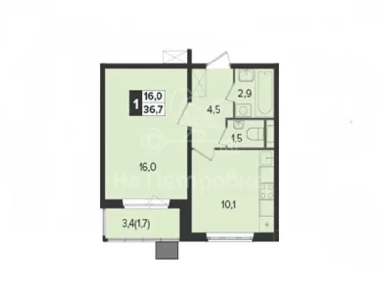 1 room apartment 36 m² South-Western Administrative Okrug, Russia
