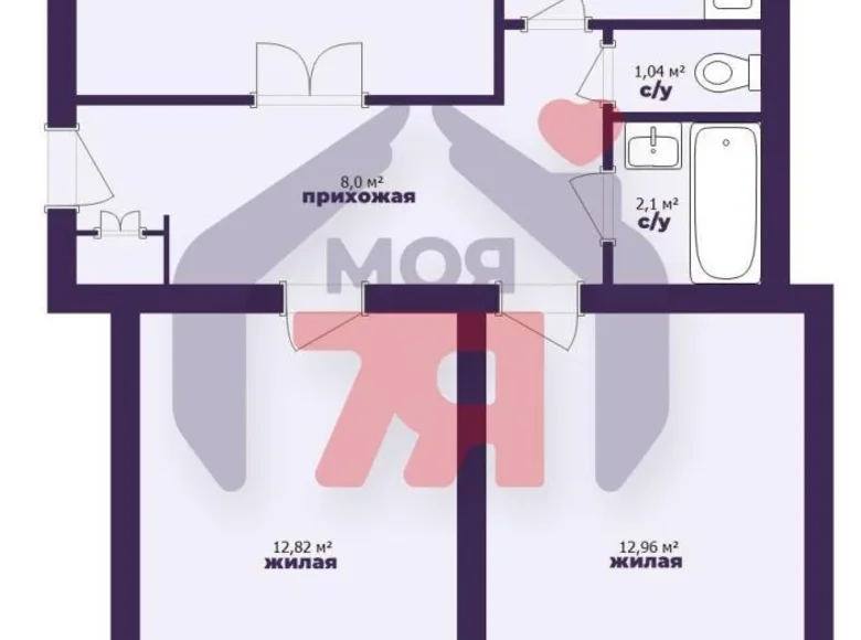 Квартира 3 комнаты 62 м² Жодино, Беларусь