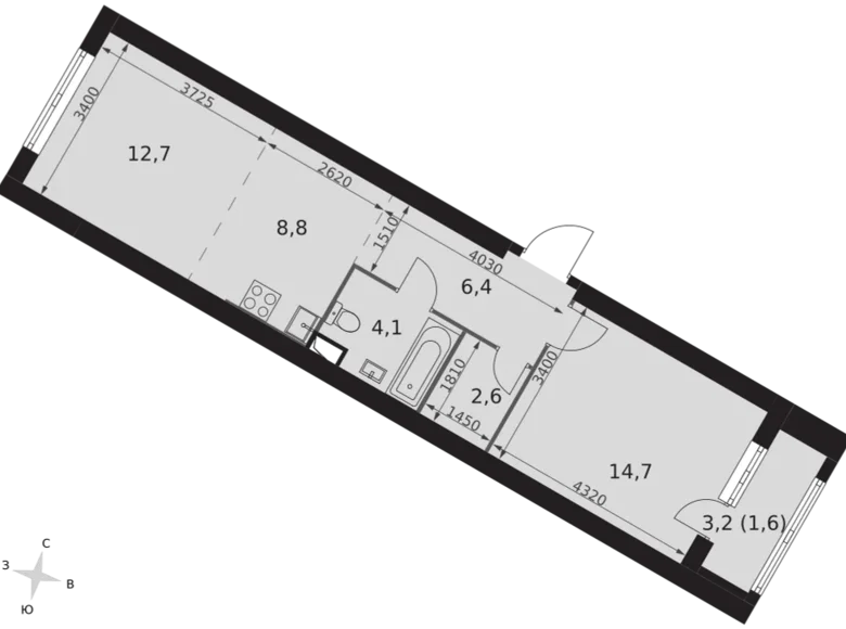 Квартира 2 комнаты 51 м² район Коньково, Россия