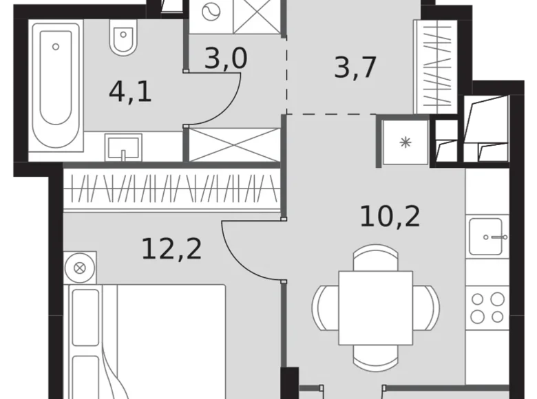 1 room apartment 36 m² North-Western Administrative Okrug, Russia