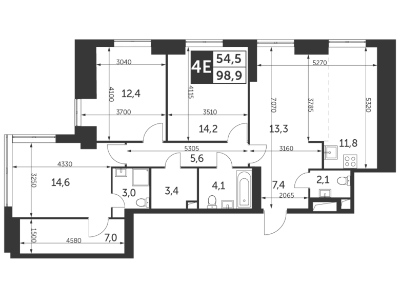 Apartamento 4 habitaciones 99 m² Konkovo District, Rusia