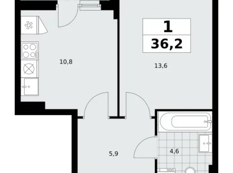 Mieszkanie 1 pokój 36 m² poselenie Sosenskoe, Rosja