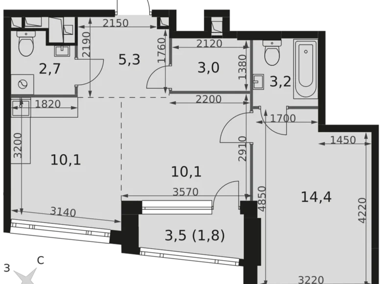 Appartement 2 chambres 51 m² Moscou, Fédération de Russie