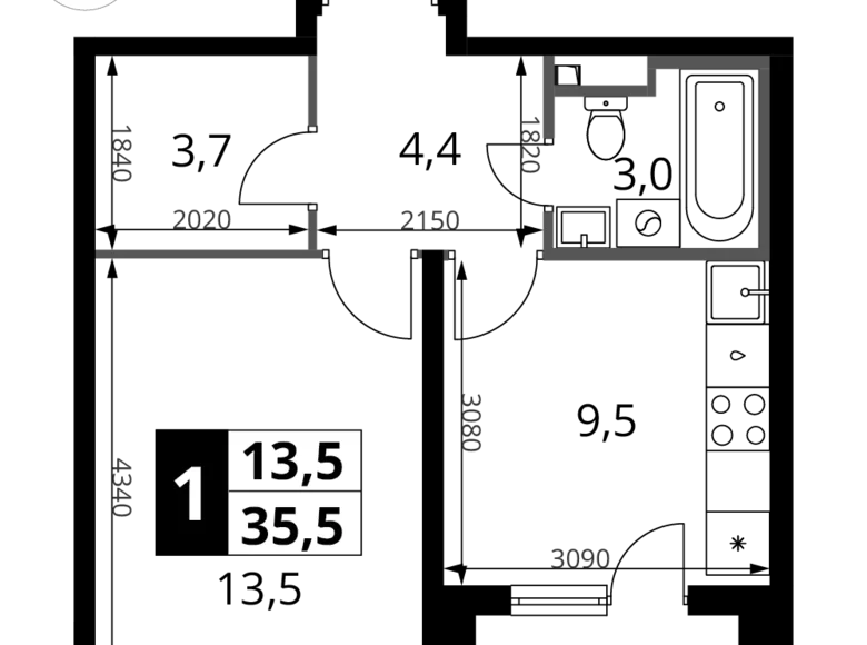Appartement 1 chambre 36 m² Sapronovo, Russie