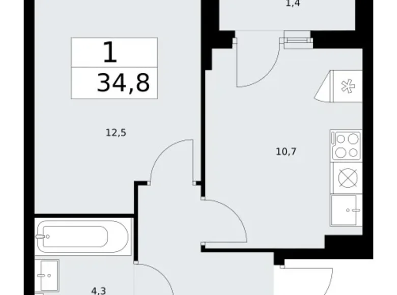 Appartement 1 chambre 35 m² Troïtsk, Russie