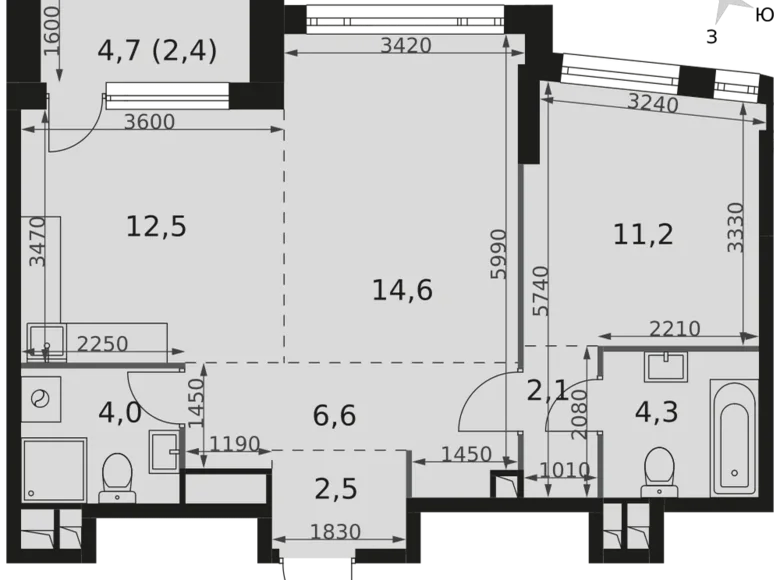 Wohnung 2 zimmer 60 m² Moskau, Russland