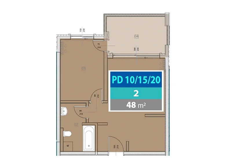 Квартира 2 комнаты 48 м² Provodina, Черногория