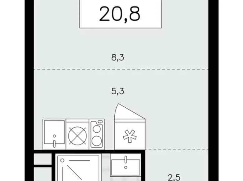 Wohnung 1 Zimmer 21 m² poselenie Sosenskoe, Russland