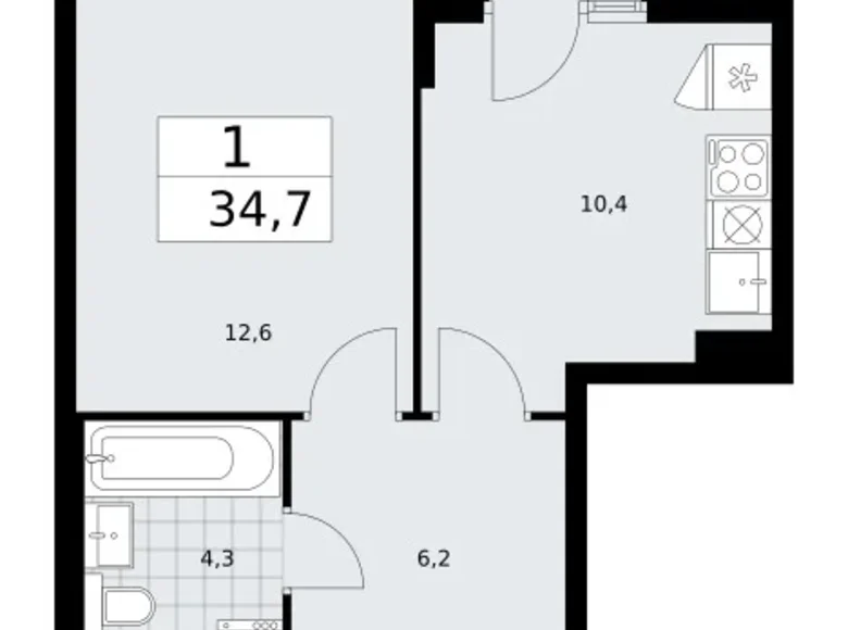 Mieszkanie 1 pokój 35 m² Troick, Rosja