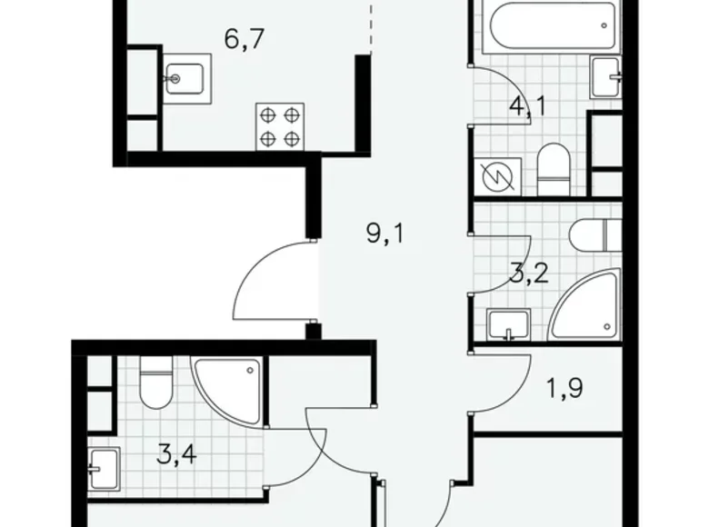 Квартира 4 комнаты 77 м² Юго-Западный административный округ, Россия