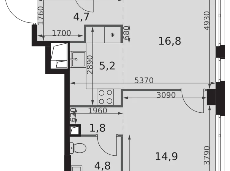 Mieszkanie 2 pokoi 52 m² Moskwa, Rosja