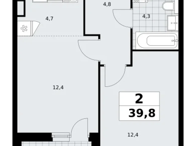 2 room apartment 40 m² poselenie Sosenskoe, Russia