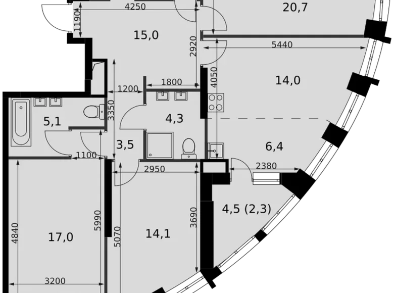 Квартира 4 комнаты 106 м² Москва, Россия
