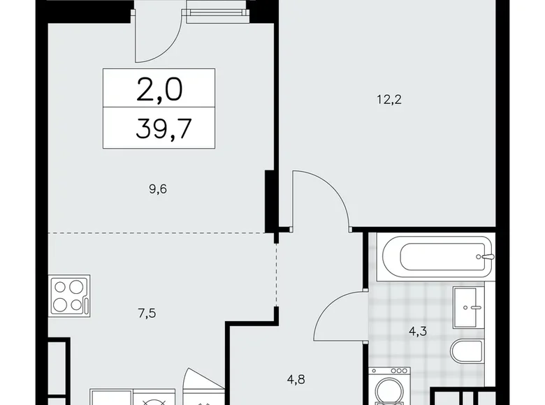 Mieszkanie 2 pokoi 40 m² poselenie Sosenskoe, Rosja