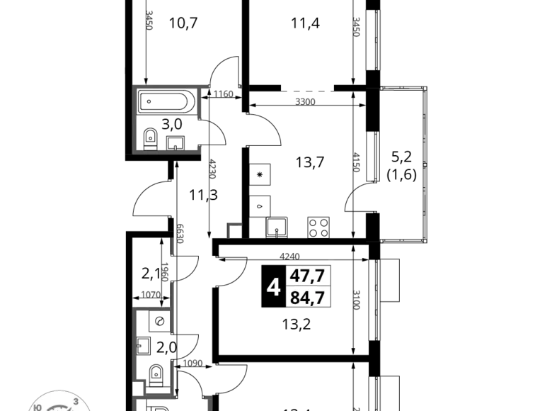 Wohnung 4 zimmer 85 m² Südwestlicher Verwaltungsbezirk, Russland