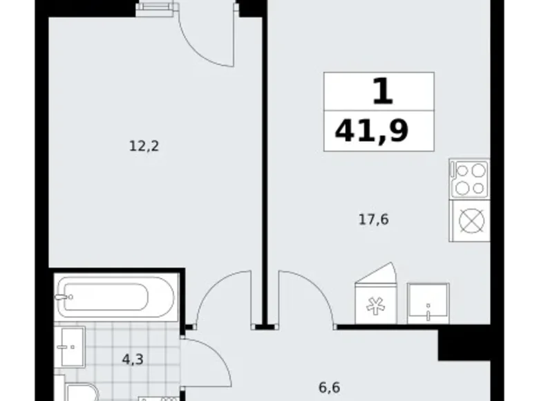 Mieszkanie 1 pokój 42 m² Troick, Rosja