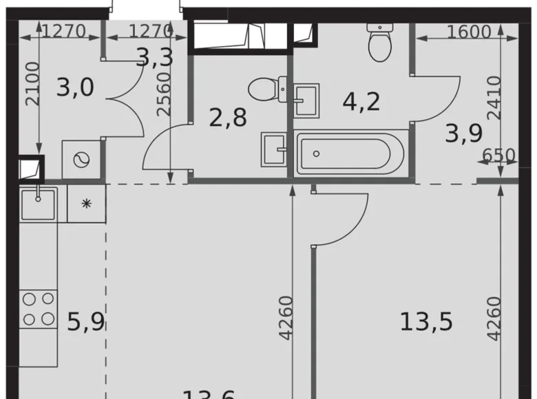 Квартира 2 комнаты 50 м² Северо-Западный административный округ, Россия