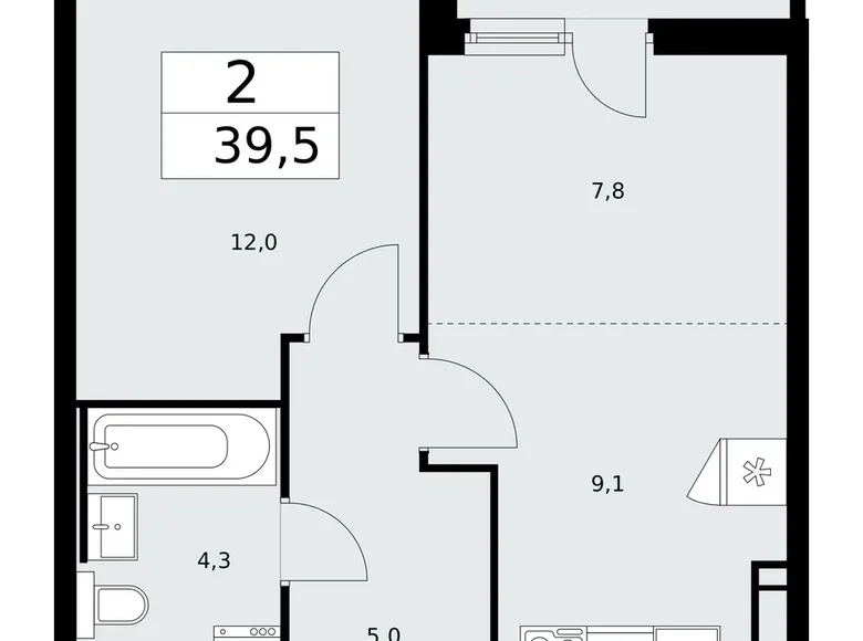 Wohnung 2 zimmer 40 m² Moskau, Russland