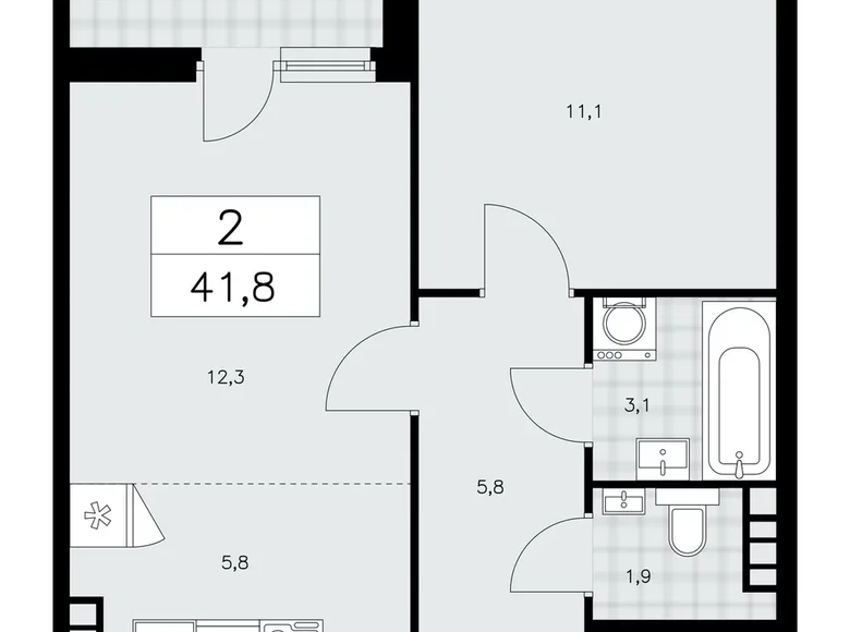 Wohnung 2 zimmer 42 m² poselenie Sosenskoe, Russland