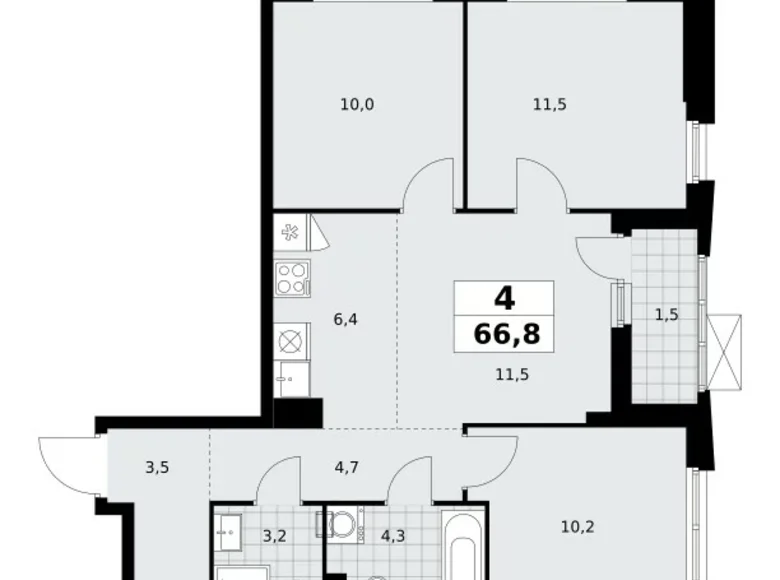 Квартира 4 комнаты 67 м² поселение Сосенское, Россия