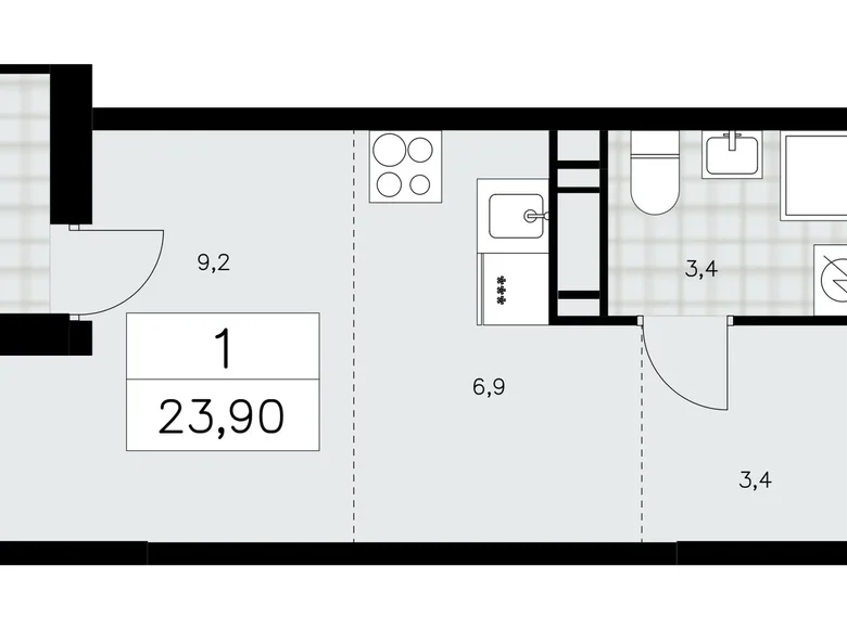 Mieszkanie 1 pokój 24 m² Moskwa, Rosja