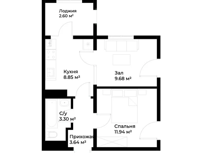 Квартира 2 комнаты 40 м² Шайхантаурский район, Узбекистан