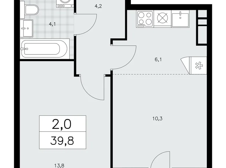 2 room apartment 40 m² poselenie Sosenskoe, Russia