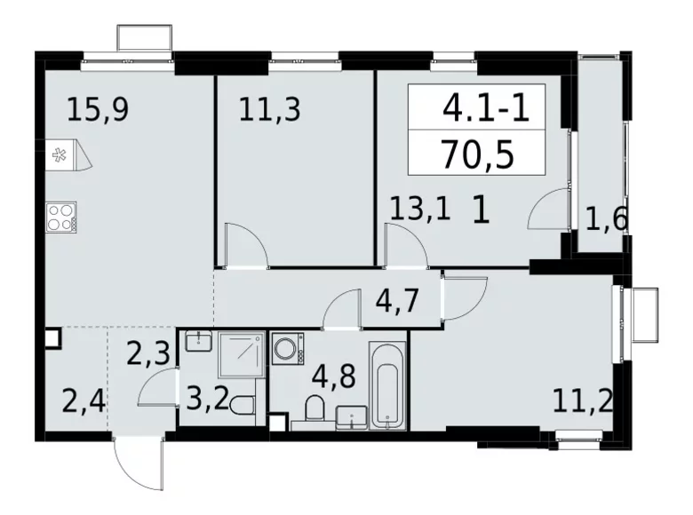 Appartement 3 chambres 71 m² South-Western Administrative Okrug, Fédération de Russie