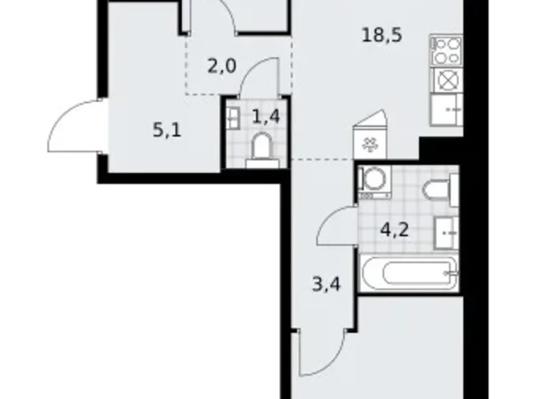 Mieszkanie 2 pokoi 59 m² Troick, Rosja