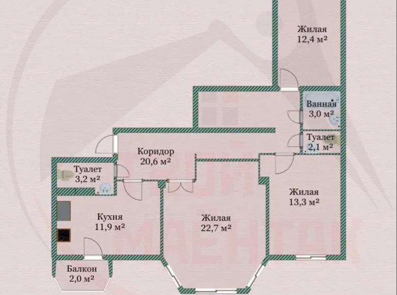 3 room apartment 89 m² Minsk, Belarus