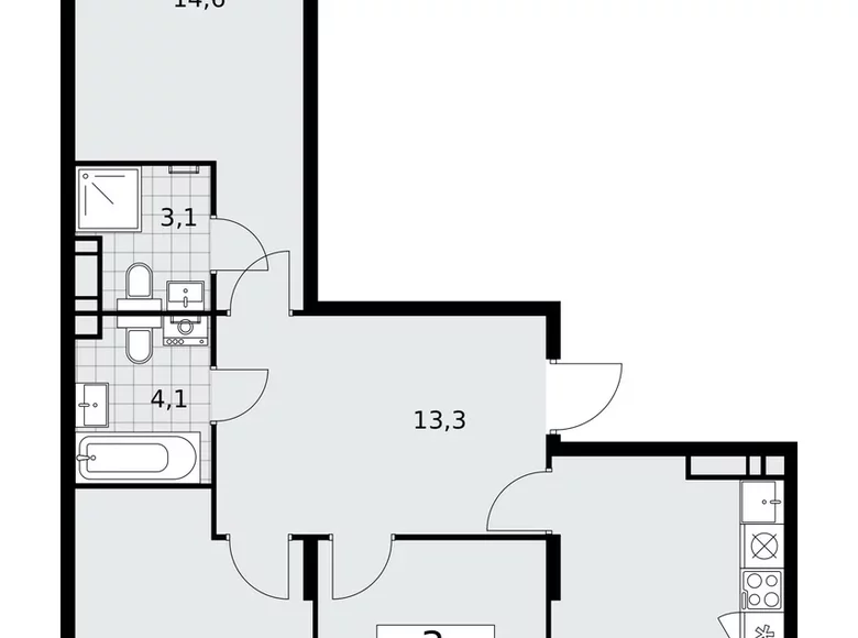 Apartamento 3 habitaciones 74 m² poselenie Desenovskoe, Rusia