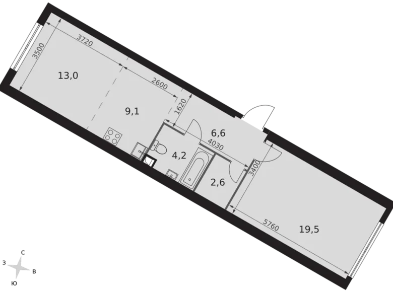 Mieszkanie 2 pokoi 55 m² Konkovo District, Rosja