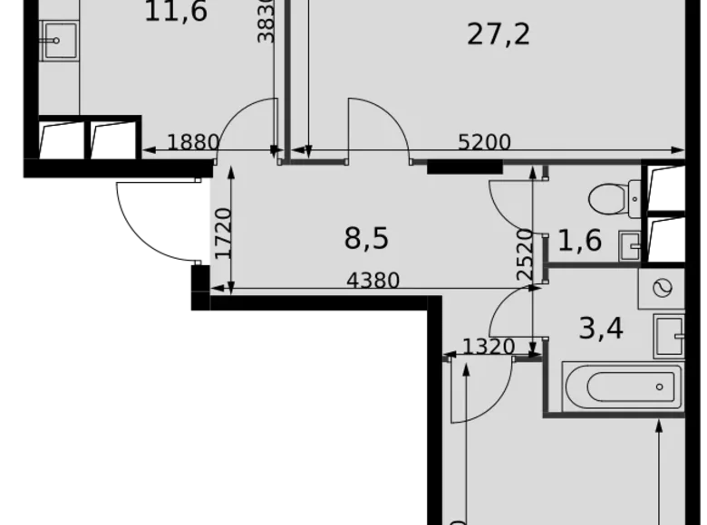 Mieszkanie 2 pokoi 68 m² Razvilka, Rosja