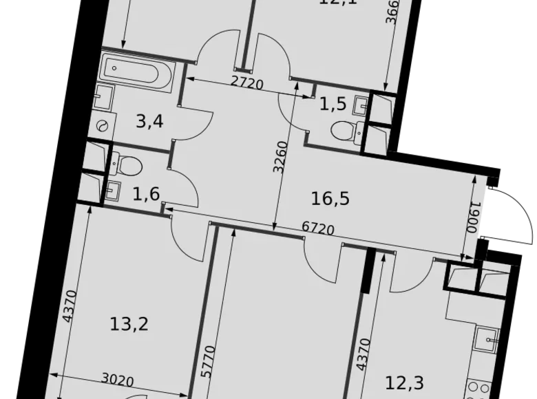 Квартира 4 комнаты 93 м² Развилка, Россия