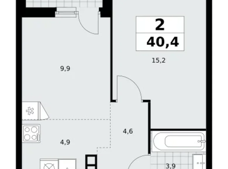 Appartement 2 chambres 40 m² Moscou, Fédération de Russie