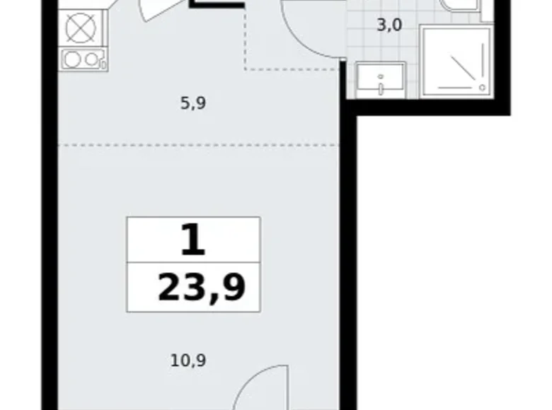 Appartement 1 chambre 24 m² Postnikovo, Fédération de Russie