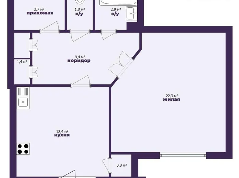 Apartamento 1 habitación 57 m² Zhodino, Bielorrusia