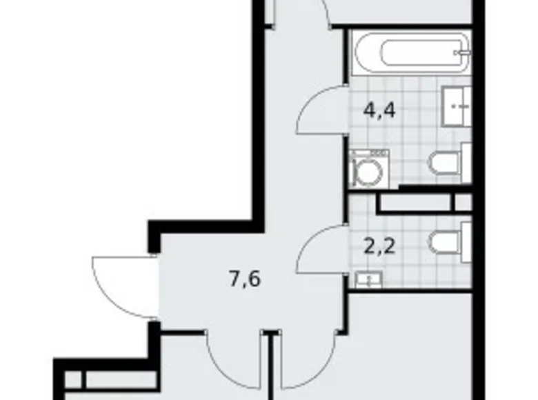 2 room apartment 51 m² poselenie Sosenskoe, Russia