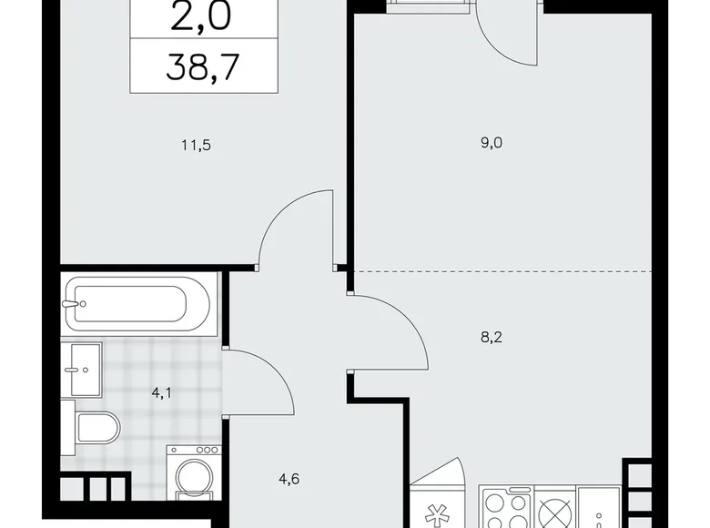 2 room apartment 39 m² poselenie Sosenskoe, Russia