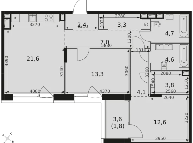 Квартира 3 комнаты 79 м² район Ростокино, Россия